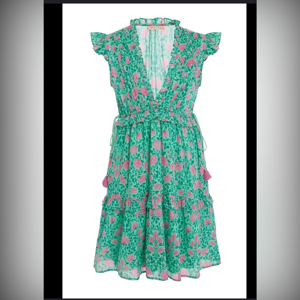 Banjanan Chandra Tiered Floral Cotton-voile Mini Dress